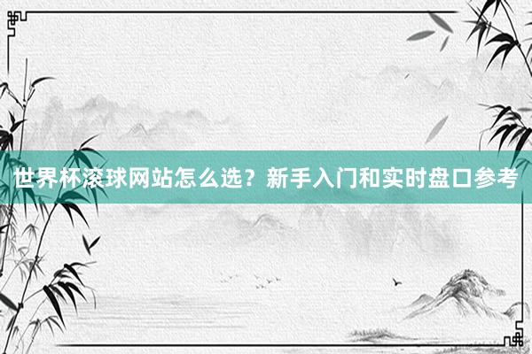 世界杯滚球网站怎么选？新手入门和实时盘口参考