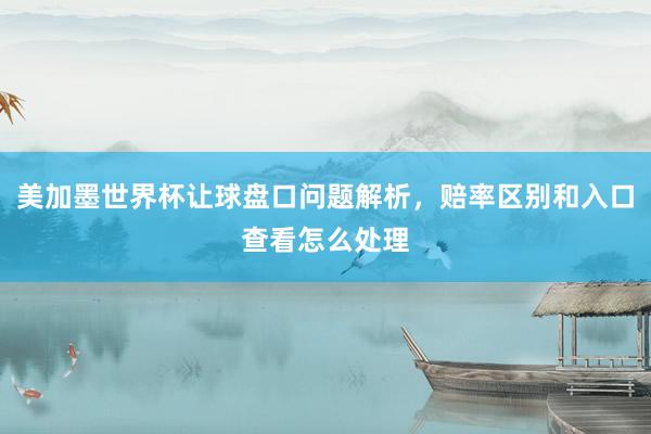 美加墨世界杯让球盘口问题解析，赔率区别和入口查看怎么处理
