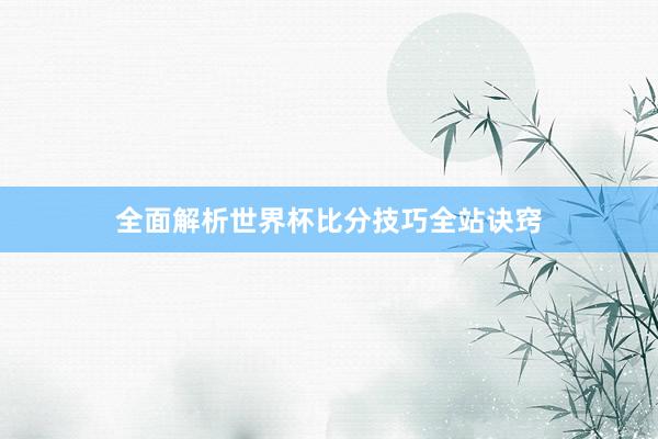 全面解析世界杯比分技巧全站诀窍